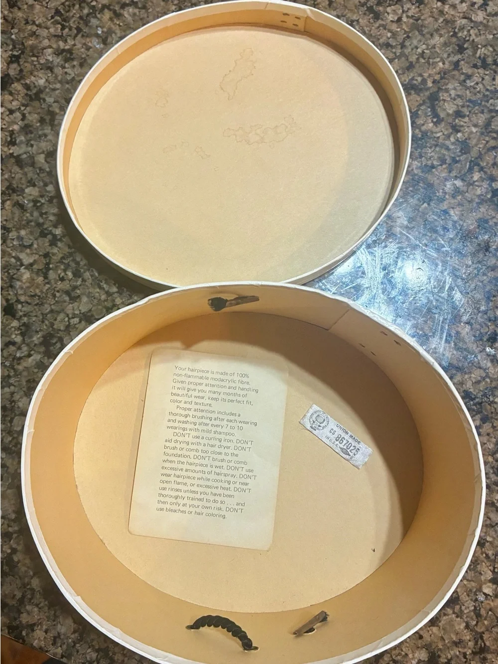 Vintage Saks Fifth Avenue Wig Box in Cream with Black Trim